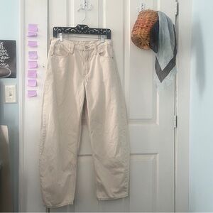 GAP Cream Barrel Leg Striped Trousers